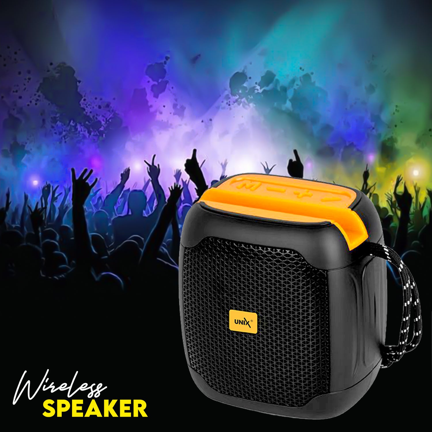 Unix UX-888 Super Sonic Wireless Speaker - Super Bass Black down