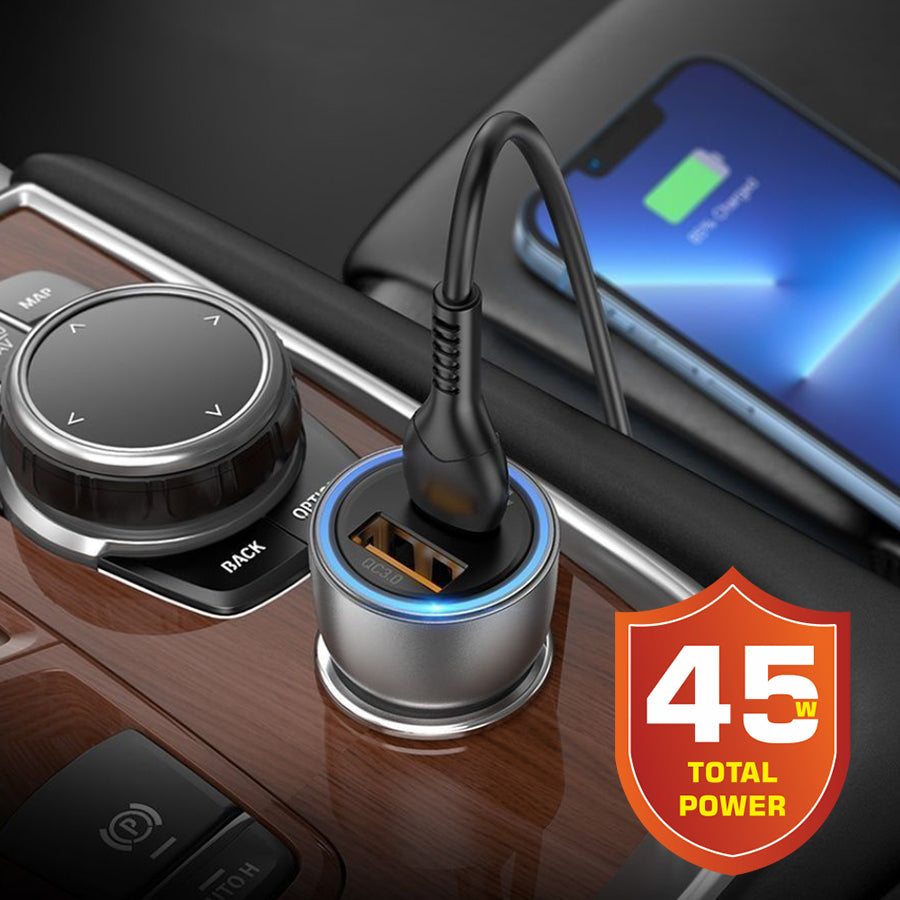 Unix UX-C66 Quick Car Charger | 45W Total Power & Qualcomm Quick Charge