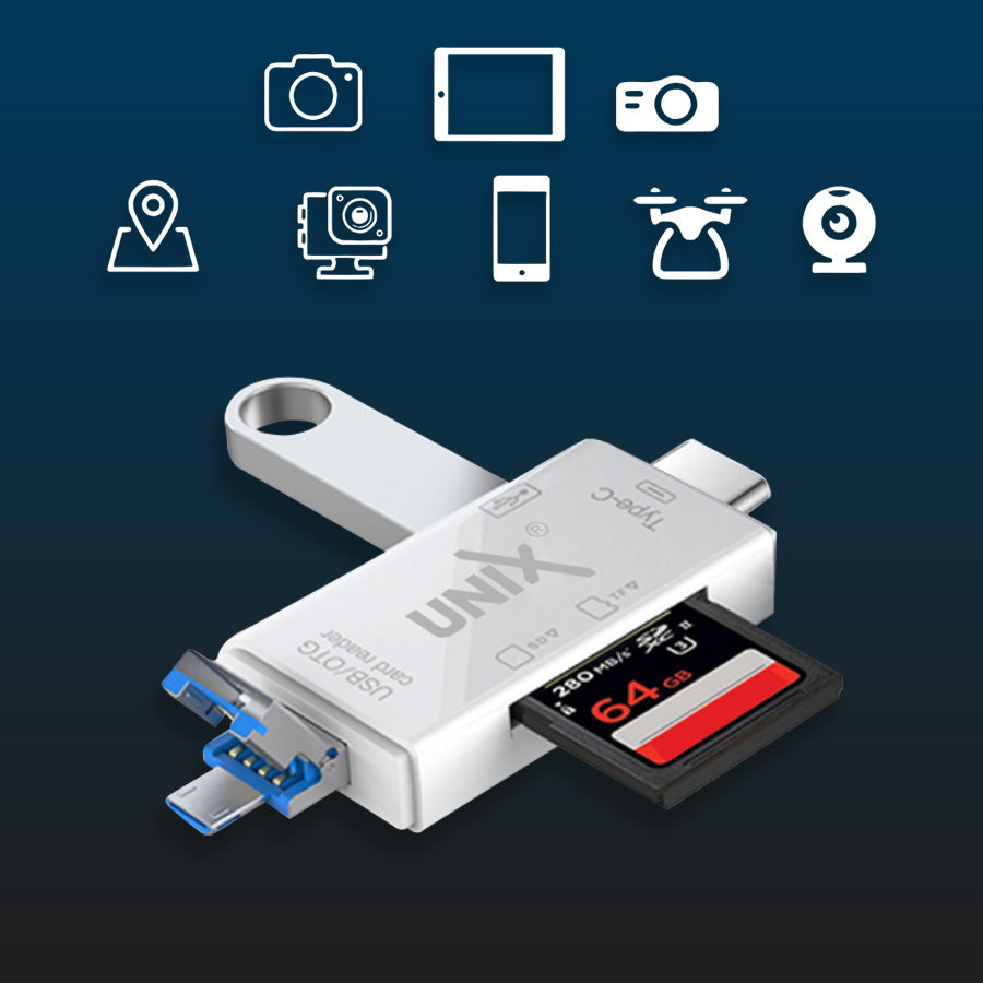 Unix UX-CR11 Card Reader | Multi-in-1 OTG Plus back