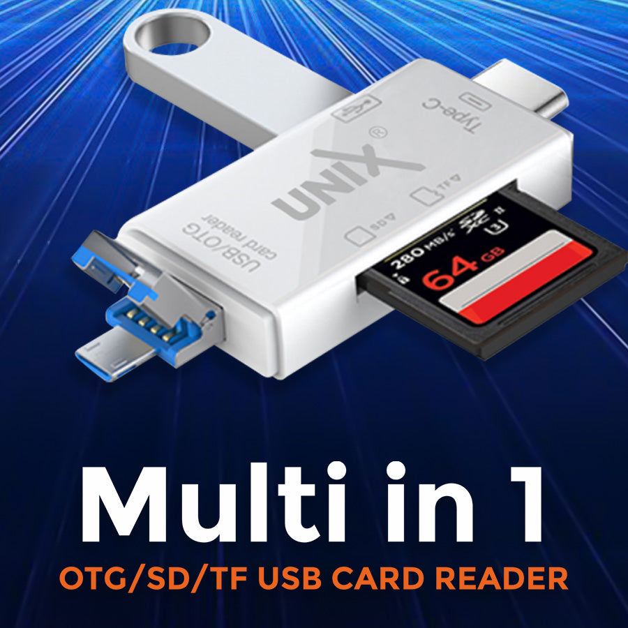 Unix UX-CR11 Card Reader | Multi-in-1 OTG Plus left