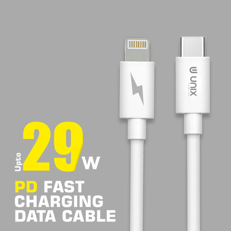 Unix UX-PD29 PD Fast Charging Data Cable Type-C to I5 - Unixindia.