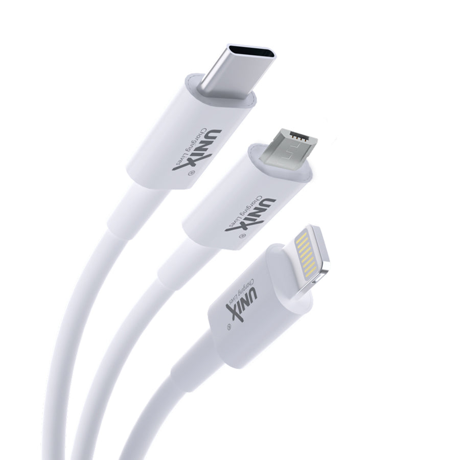 Unix UX-T22 3-in-1 Fast Charging Data Cable - Type-C, N70, Lightning back