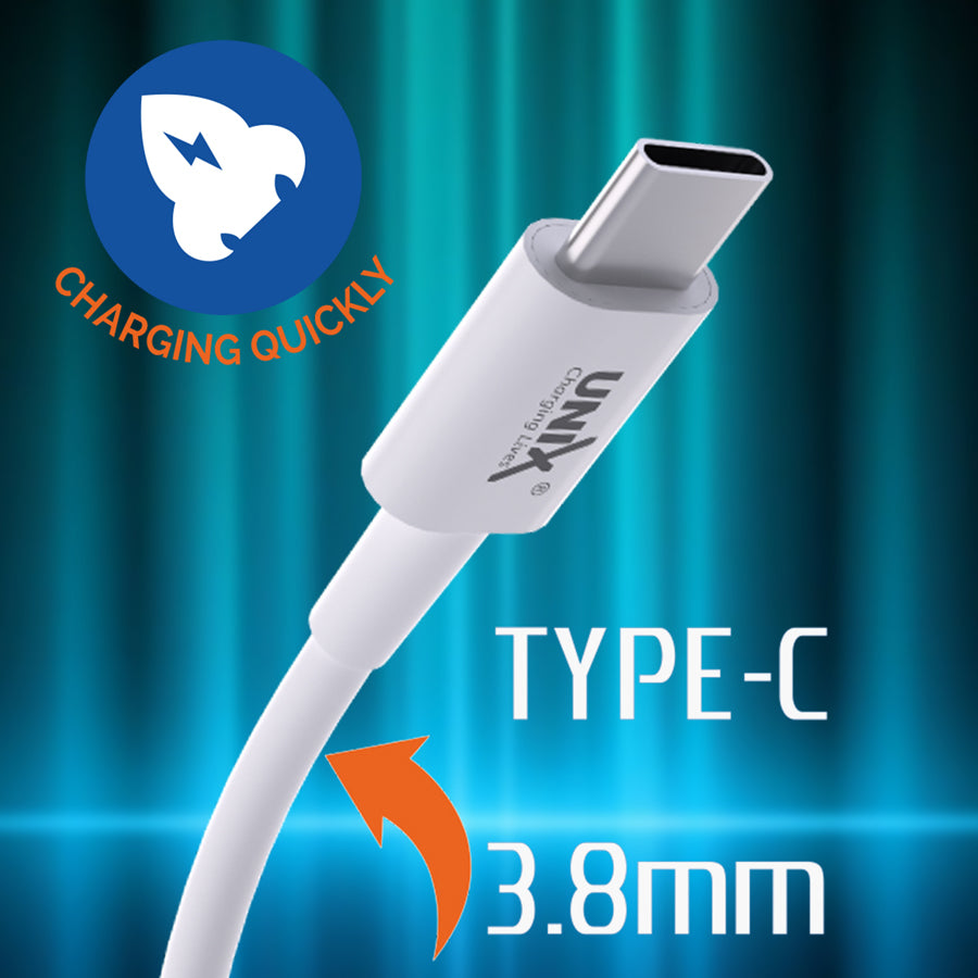 Unix UX-T22 3-in-1 Fast Charging Data Cable - Type-C, N70, Lightning design