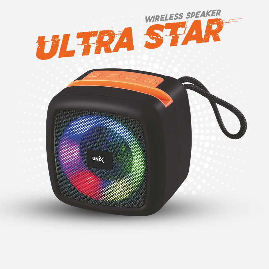 Unix XB-U55 Ultra Star Wireless Speaker - Compact Design, Vibrant Sound, RGB Lighting Black back