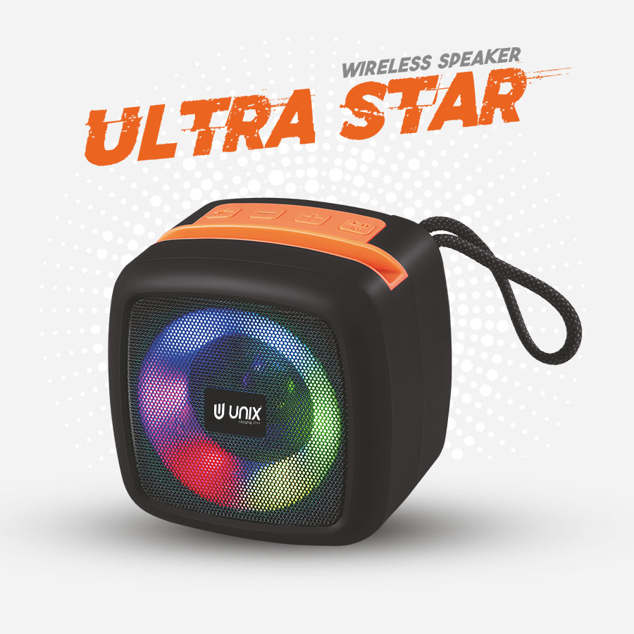 Unix XB-U55 Ultra Star Wireless Speaker - Compact Design, Vibrant Sound, RGB Lighting - Unixindia.