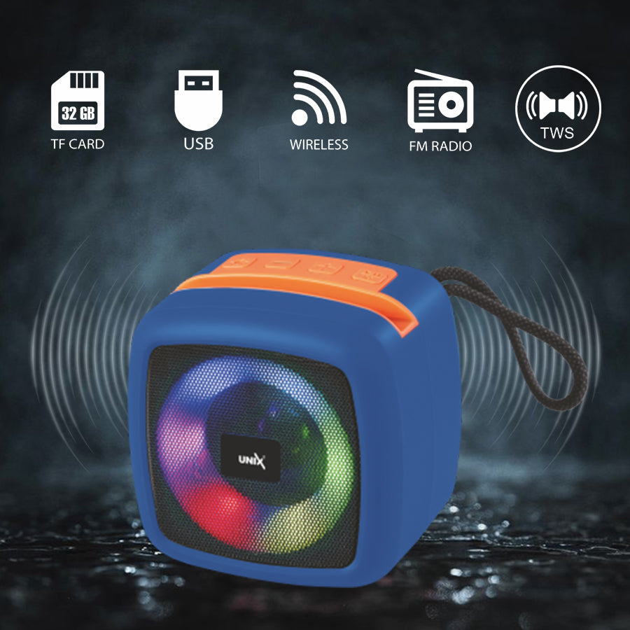 Unix XB-U55 Ultra Star Wireless Speaker - Compact Design, Vibrant Sound, RGB Lighting Blue back