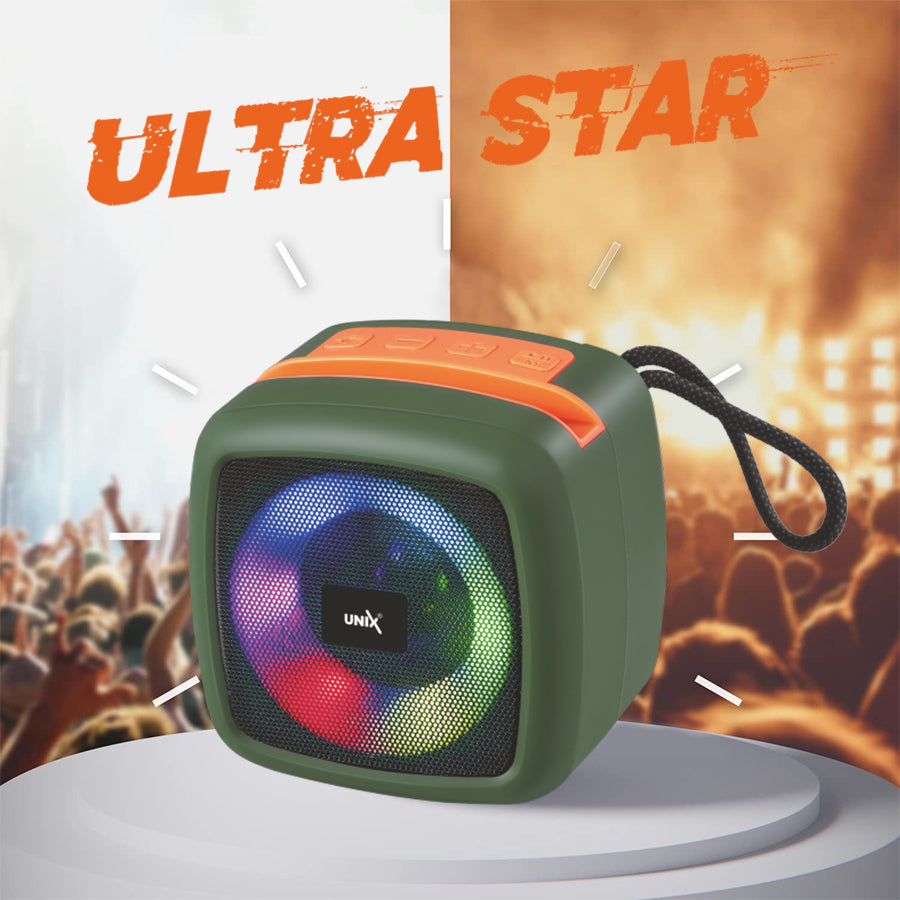 Unix XB-U55 Ultra Star Wireless Speaker - Compact Design, Vibrant Sound, RGB Lighting Green up