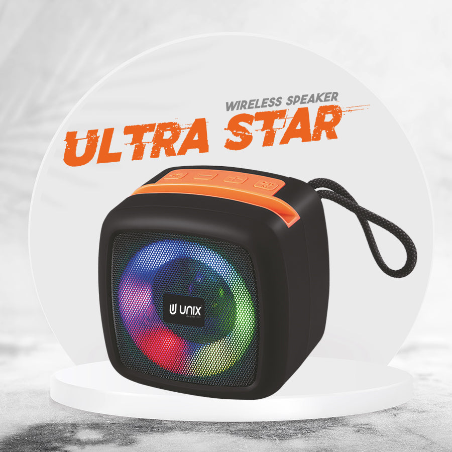 Unix XB-U55 Ultra Star Wireless Speaker - Compact Design, Vibrant Sound, RGB Lighting - Unixindia.