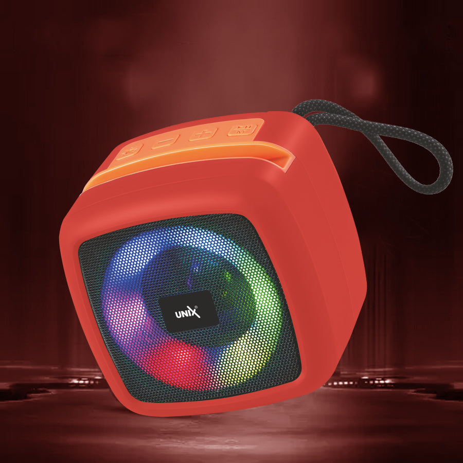 Unix XB-U55 Ultra Star Wireless Speaker - Compact Design, Vibrant Sound, RGB Lighting Red left