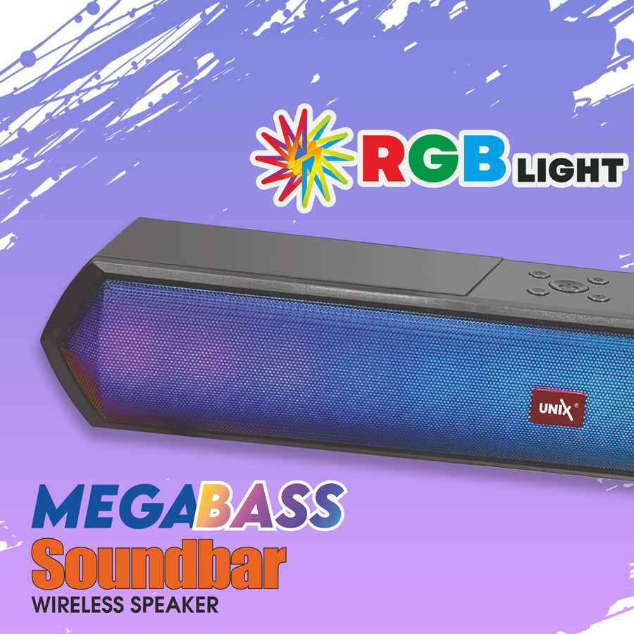Unix XB-U77 Megabass Soundbar Wireless Speaker - High-Fidelity Audio & RGB Lighting full