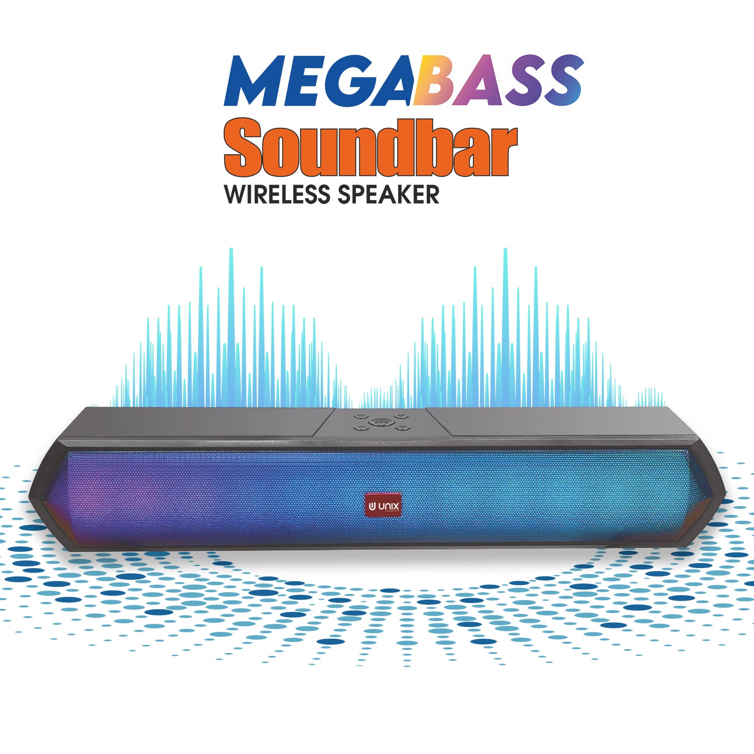 Unix XB-U77 Megabass Soundbar Wireless Speaker - High-Fidelity Audio & RGB Lighting - Unixindia.