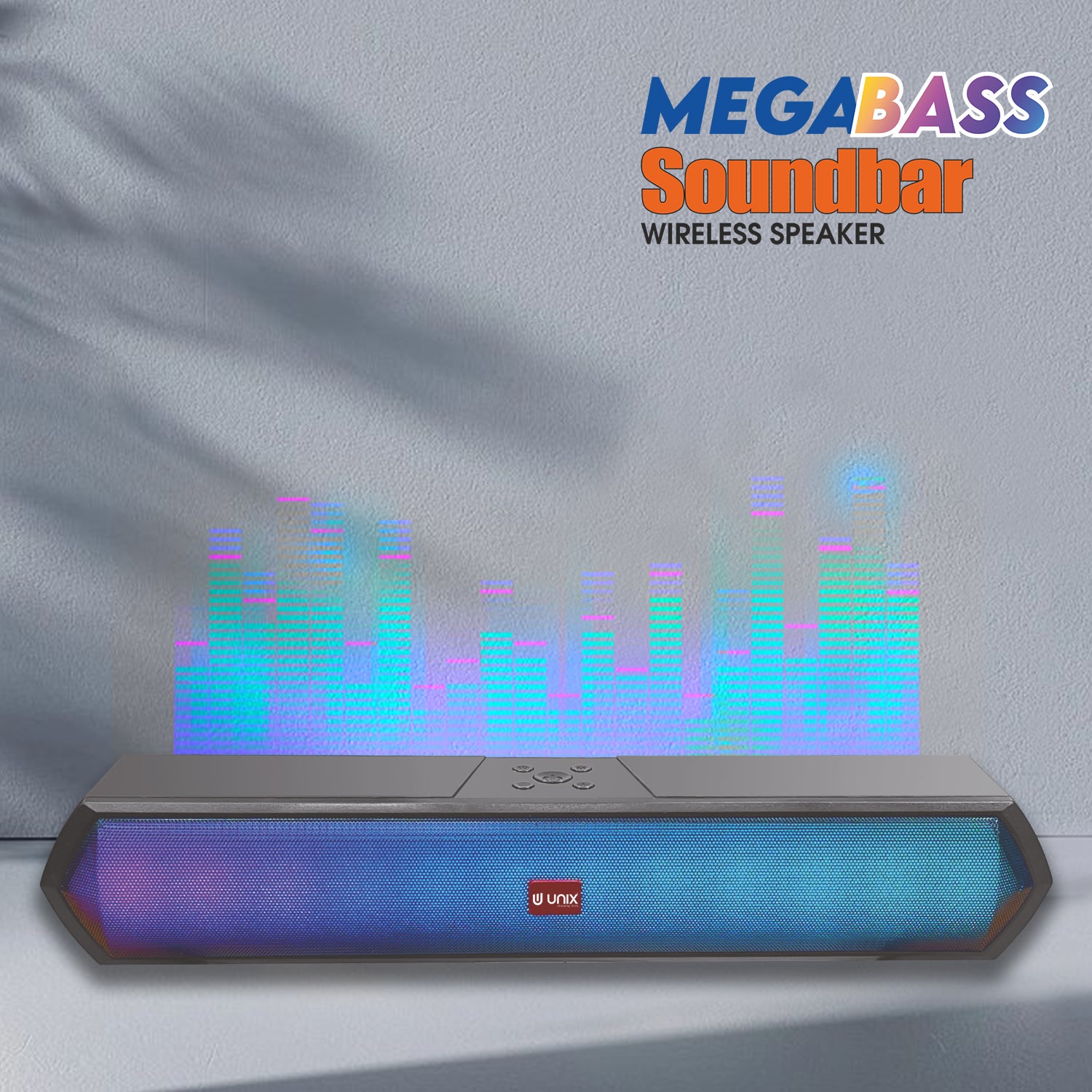 Unix XB-U77 Megabass Soundbar Wireless Speaker - High-Fidelity Audio & RGB Lighting - Unixindia.