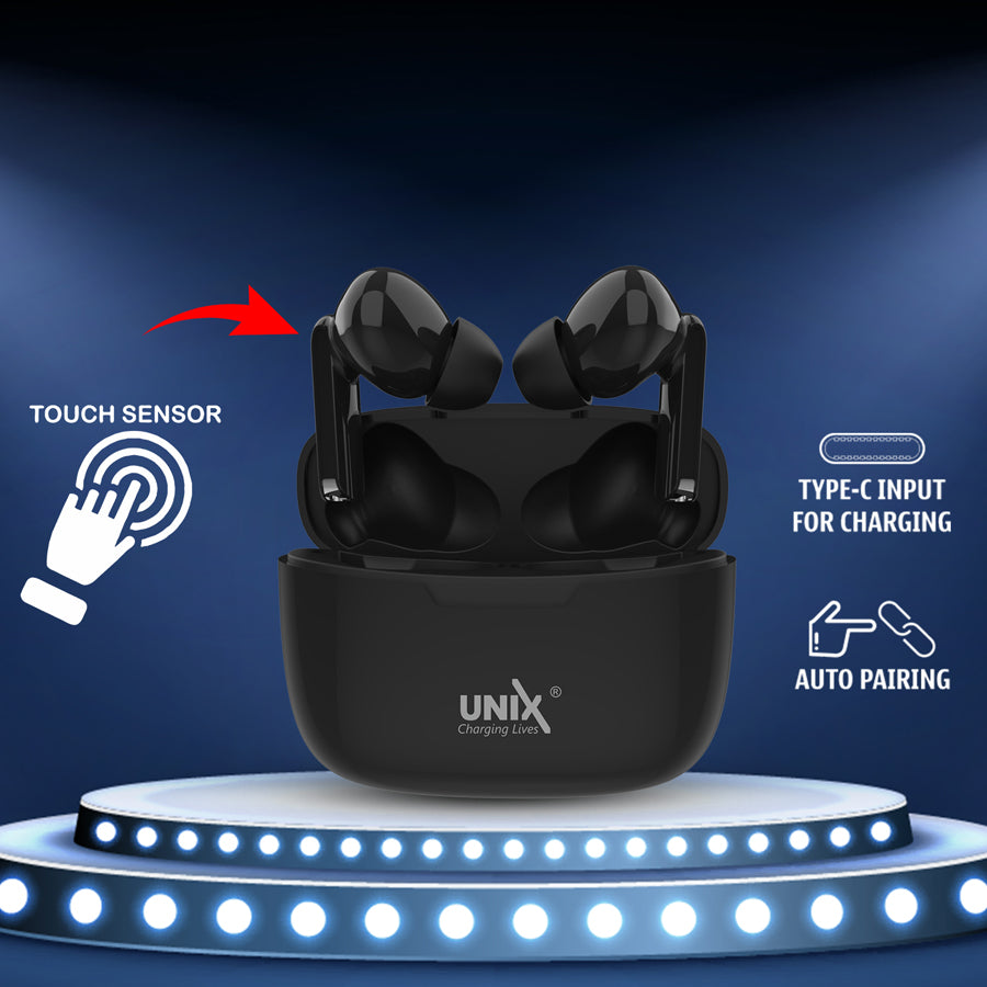 Unix UX-W4 Wireless Earbuds with Touch Sensor Black up