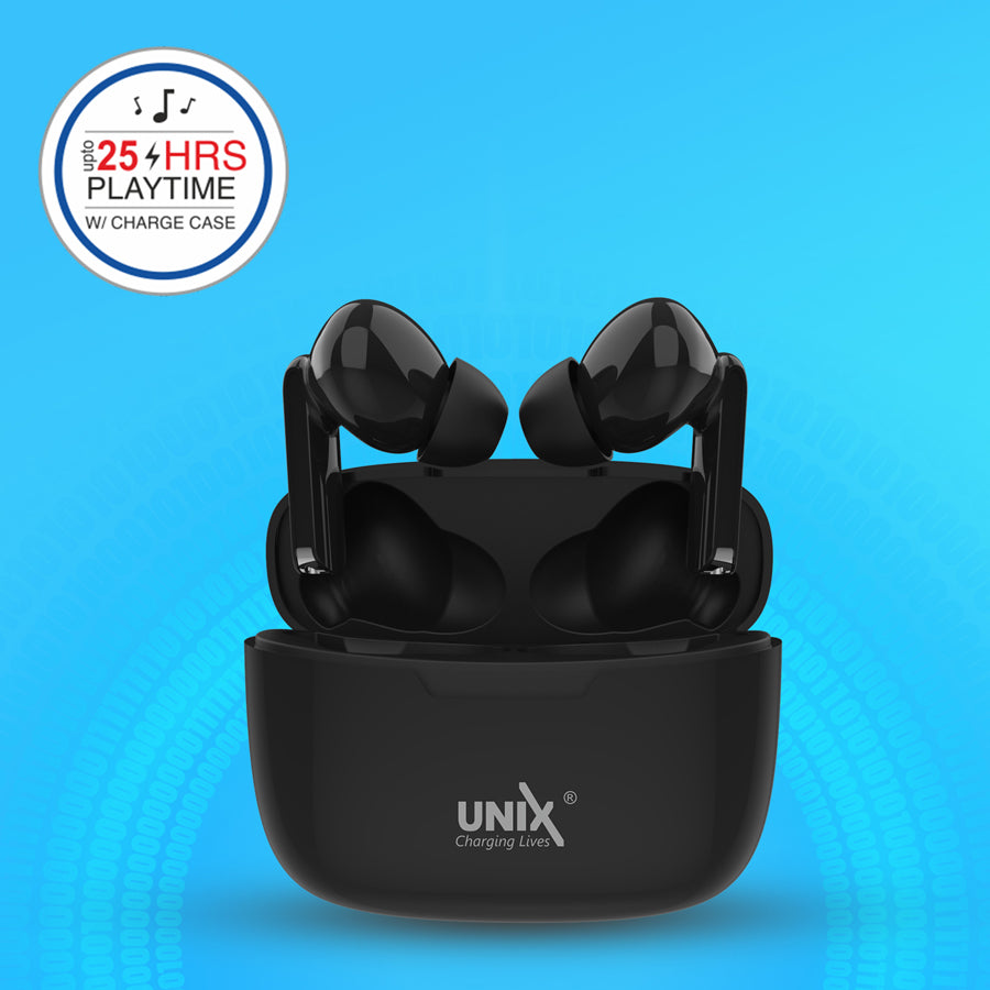 Unix UX-W4 Wireless Earbuds with Touch Sensor Black down