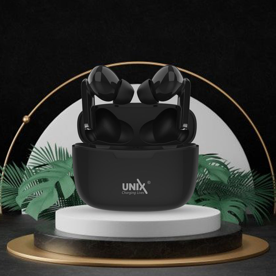 Unix UX-W4 Wireless Earbuds with Touch Sensor Black all