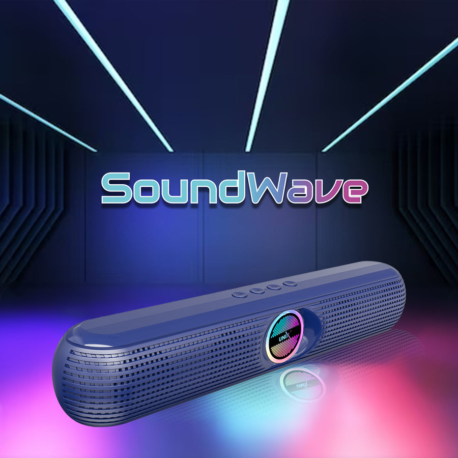 Unix XB-U88 Soundwave Wireless Speaker with LED Colorful Light | Dual 5W Output & Multifunctional Features Blue front