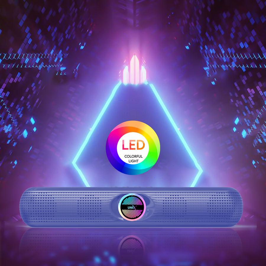 Unix XB-U88 Soundwave Wireless Speaker with LED Colorful Light | Dual 5W Output & Multifunctional Features Blue back