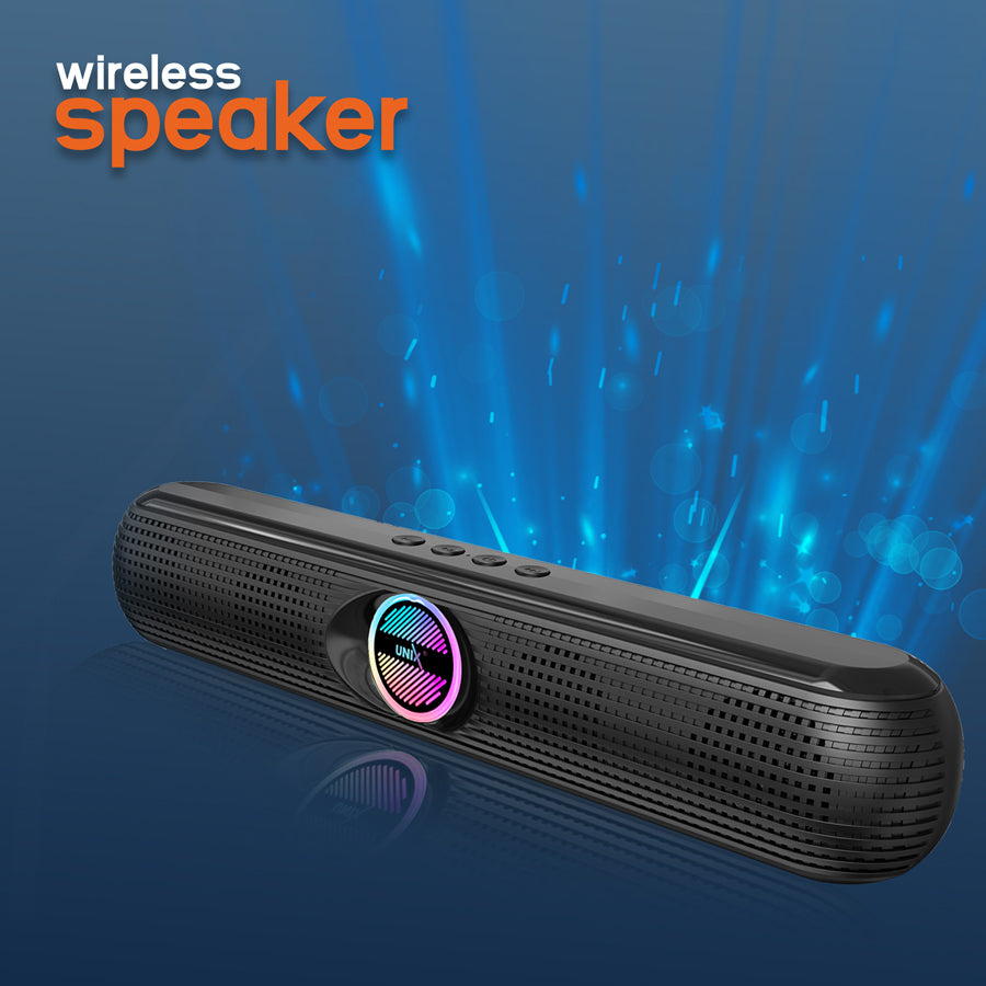 Unix XB-U88 Soundwave Wireless Speaker with LED Colorful Light | Dual 5W Output & Multifunctional Features black down