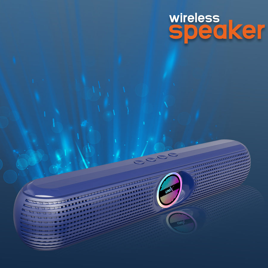 Unix XB-U88 Soundwave Wireless Speaker with LED Colorful Light | Dual 5W Output & Multifunctional Features Blue left