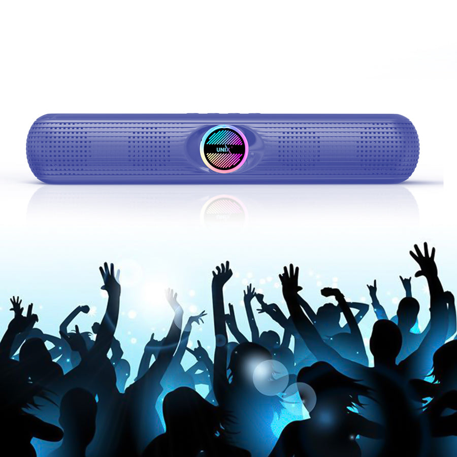 Unix XB-U88 Soundwave Wireless Speaker with LED Colorful Light | Dual 5W Output & Multifunctional Features Blue down
