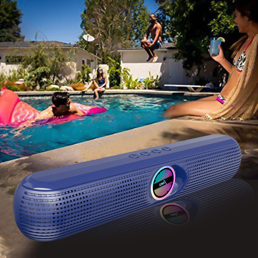 Unix XB-U88 Soundwave Wireless Speaker with LED Colorful Light | Dual 5W Output & Multifunctional Features Blue all