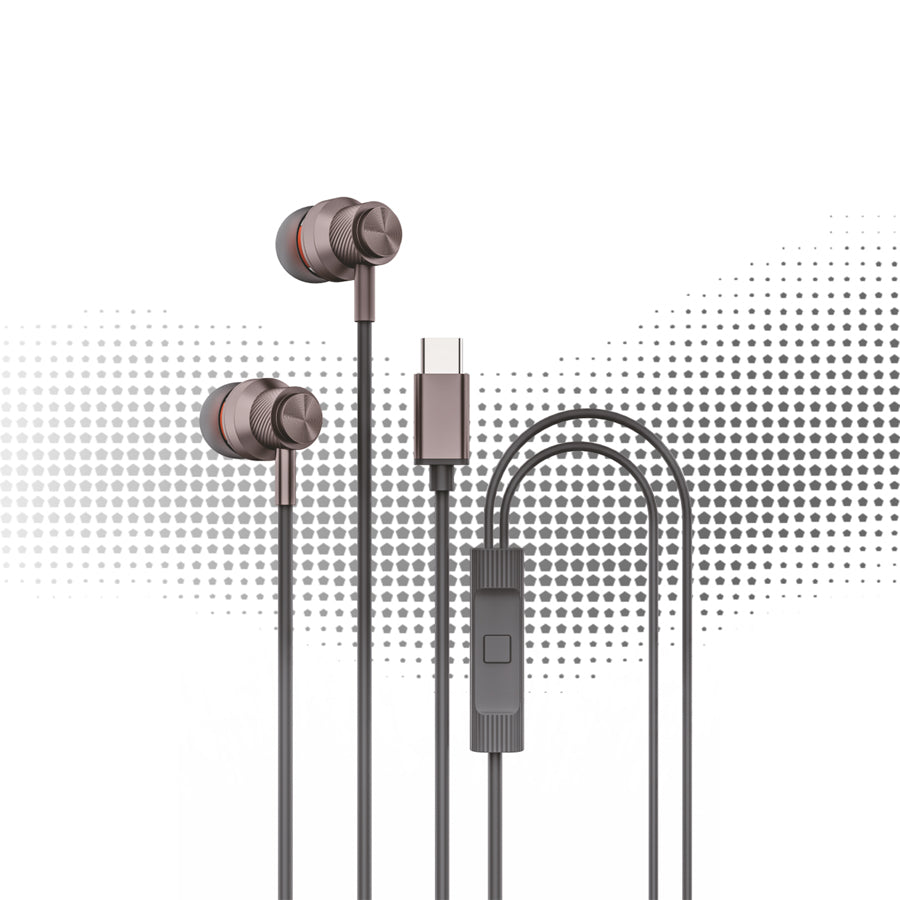 Unix Harmony Type-C Wired Earphones - Superb Sound and Comfort in Harmony brown front
