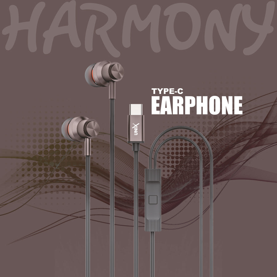 Unix Harmony Type-C Wired Earphones - Superb Sound and Comfort in Harmony brown