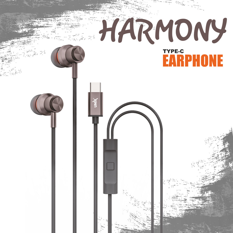 Unix Harmony Type-C Wired Earphones - Superb Sound and Comfort in Harmony brown up 