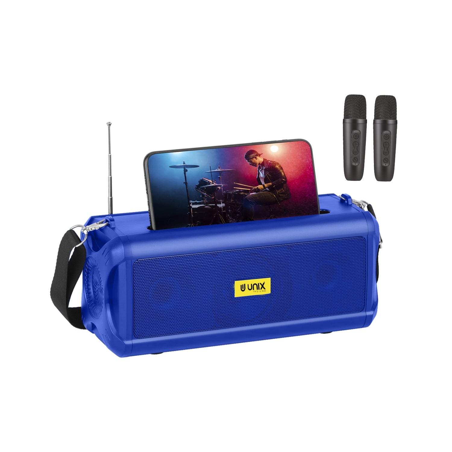 UNIX UX-887 Buzz Beat Party Speaker – Voice-Changing Mic Blue