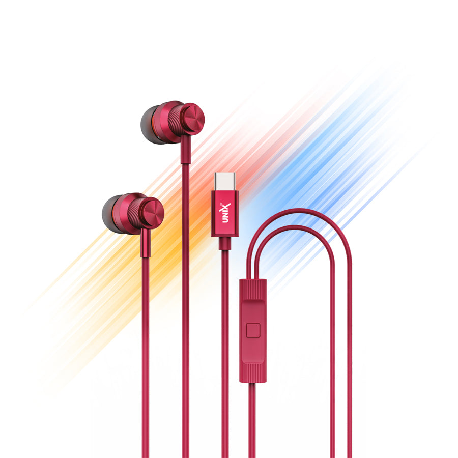 Unix Harmony Type-C Wired Earphones - Superb Sound and Comfort in Harmony Pink