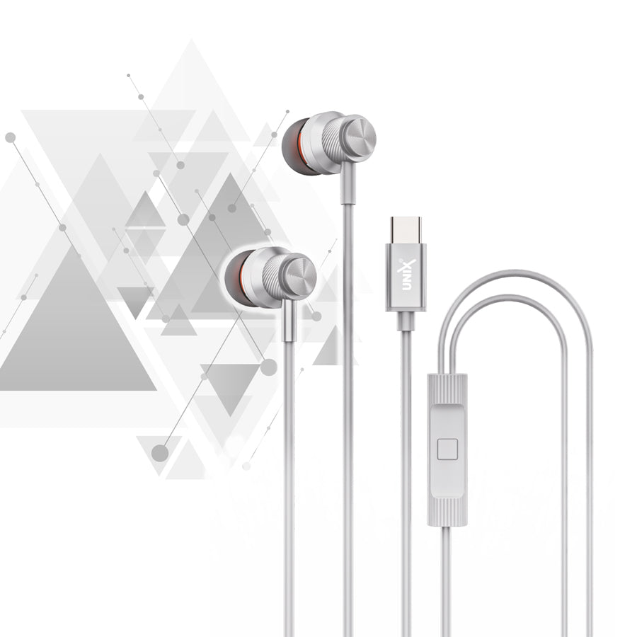 Unix Harmony Type-C Wired Earphones - Superb Sound and Comfort in Harmony Silver
