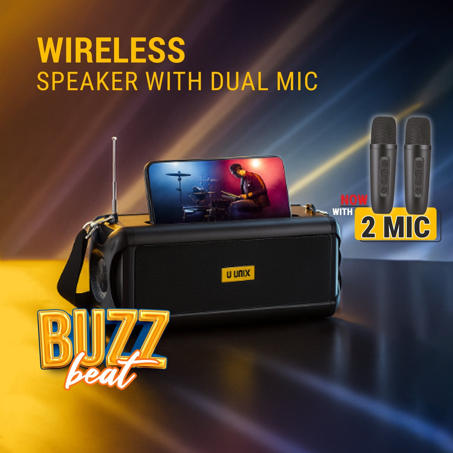 Wireless speaker with dual mic 