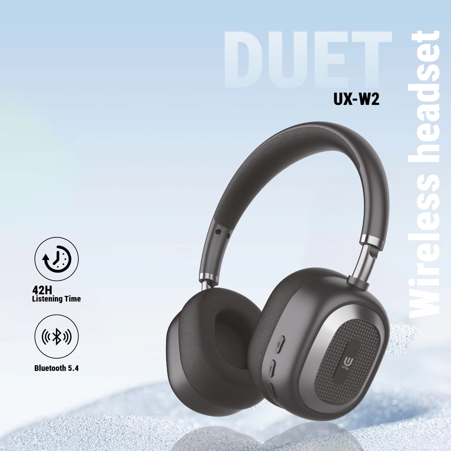 UNIX UX-W2 DUET Wireless Headphones with 42H Playtime Bluetooth 5.4