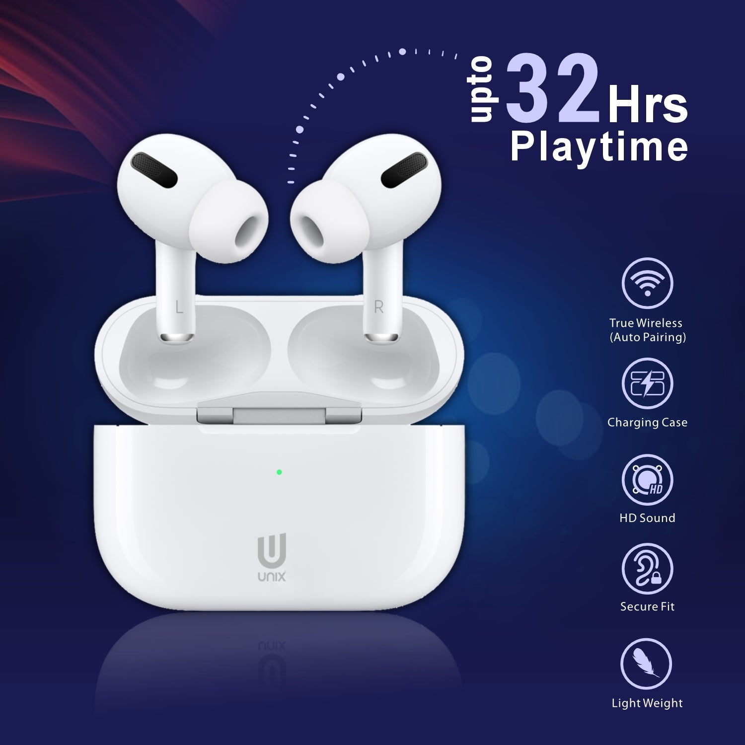 Unix UX-666 TWS Earbuds 32 hrs