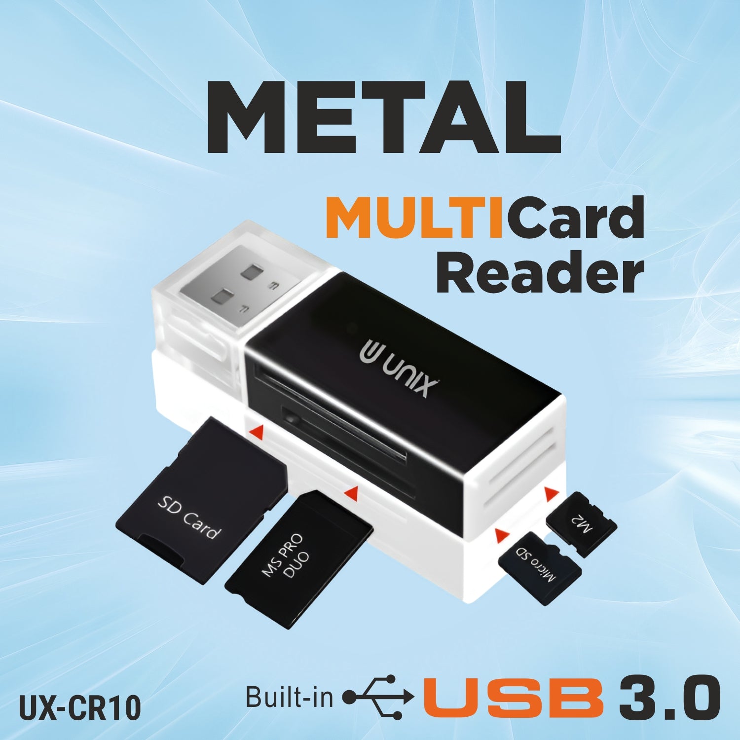 UNIX CR10 High-Speed Multi Card Reader | USB 3.0 | Metal Body | 480Mbps
