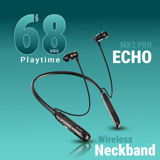 Unix MX 2 PRO Echo Wireless Neckband äóñ 68H Playtime, 10.2mm Bass Drivers & Type-C Fast Charging - Unixindia.