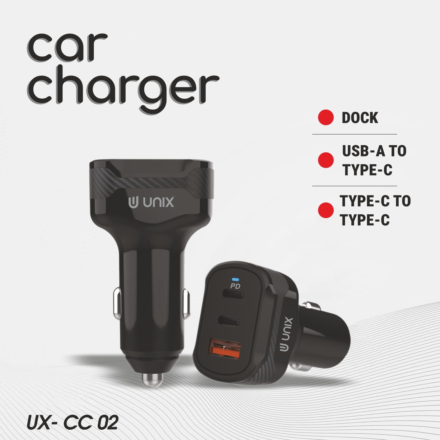 Unix CC02 Triple Port Car Charger