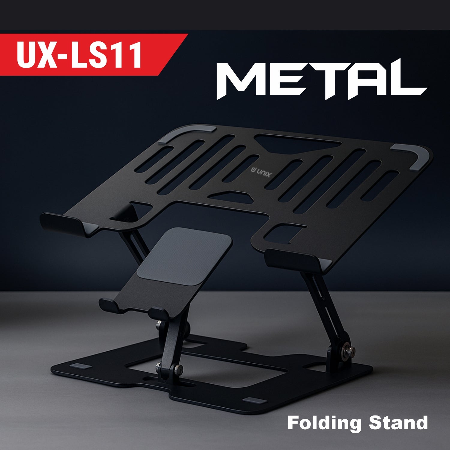 UNIX UX-LS11 Metal Laptop Stand – Adjustable & Portable Laptop Stand for Laptops, Tablets, and Smartphone