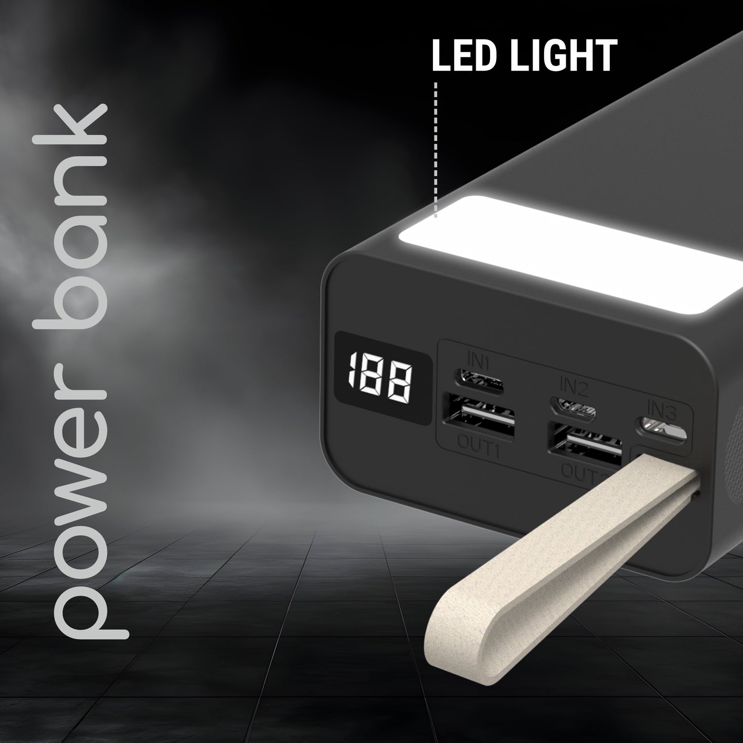 Power bank with LED light and digital display 