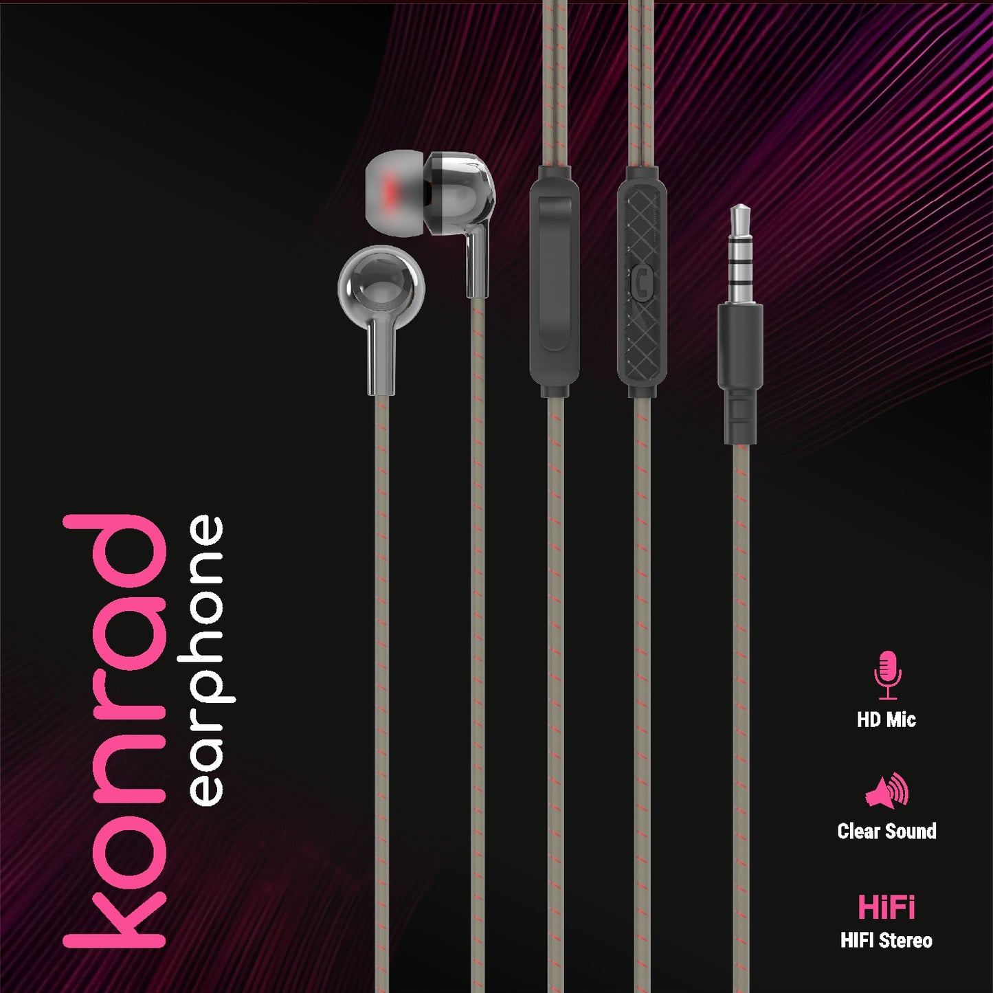 UNIX Konrad Wired Earphones  Hi-Fi Stereo Sound with HD Mic & Deep Bass
