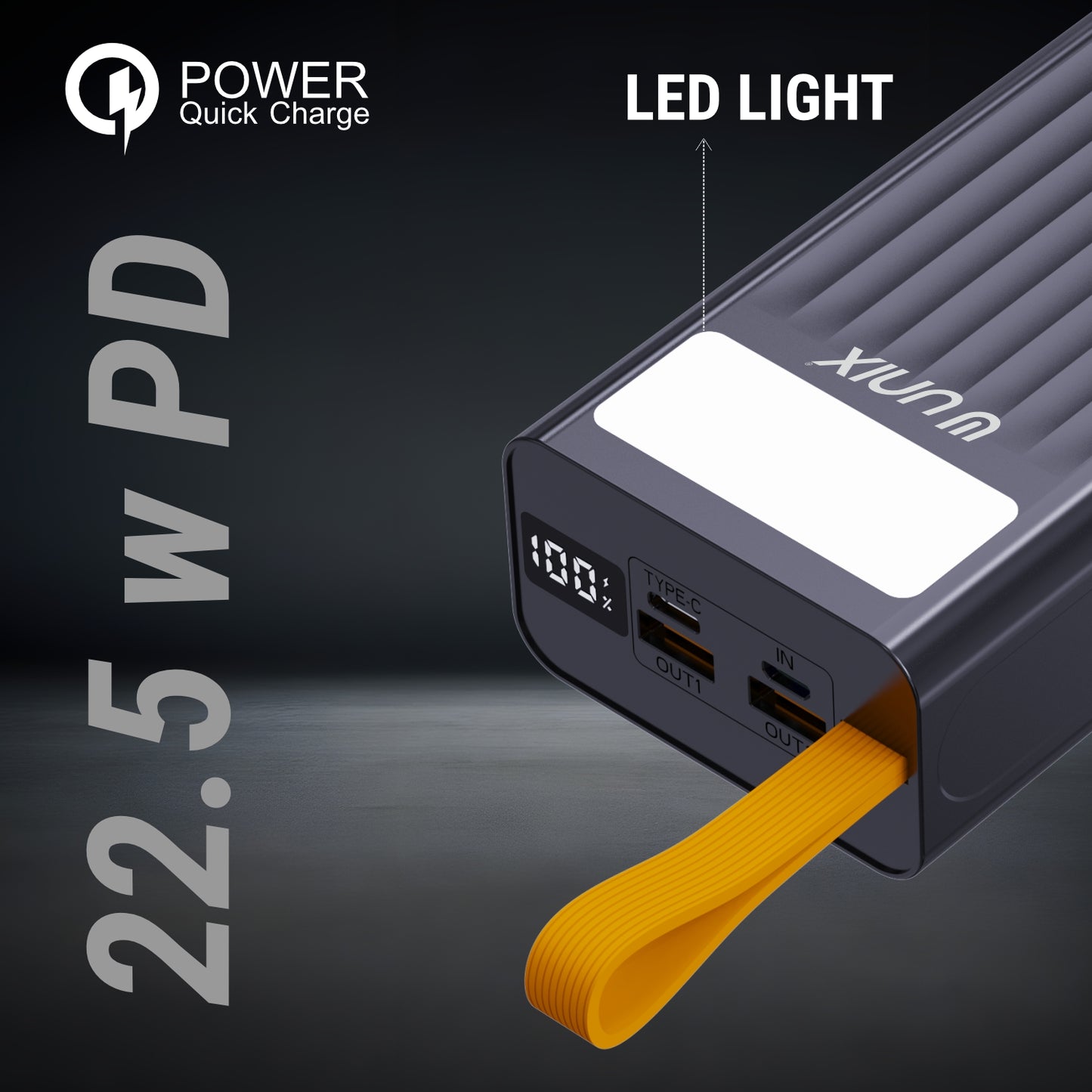 PD 22.5W Fast Charging äóñ Rapid charging for smartphones, tablets, and gadgets.