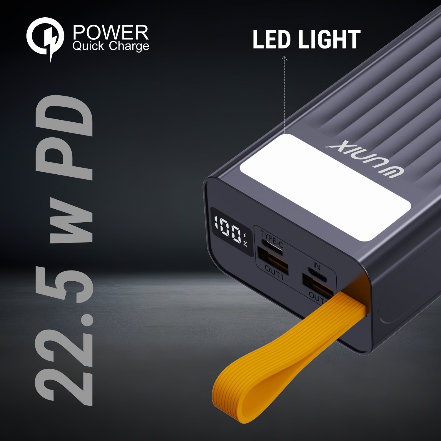 UNIX UX-1525 Pro 30000mAh Power Bank – Slim Design, PD 22.5W Fast Charging & Dual USB Output