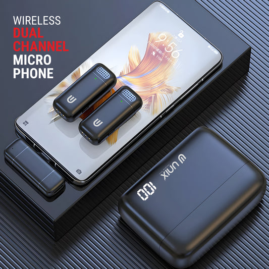 UNIX MC1 Wireless Dual Microphone Crystal-Clear Audio with 48H Battery