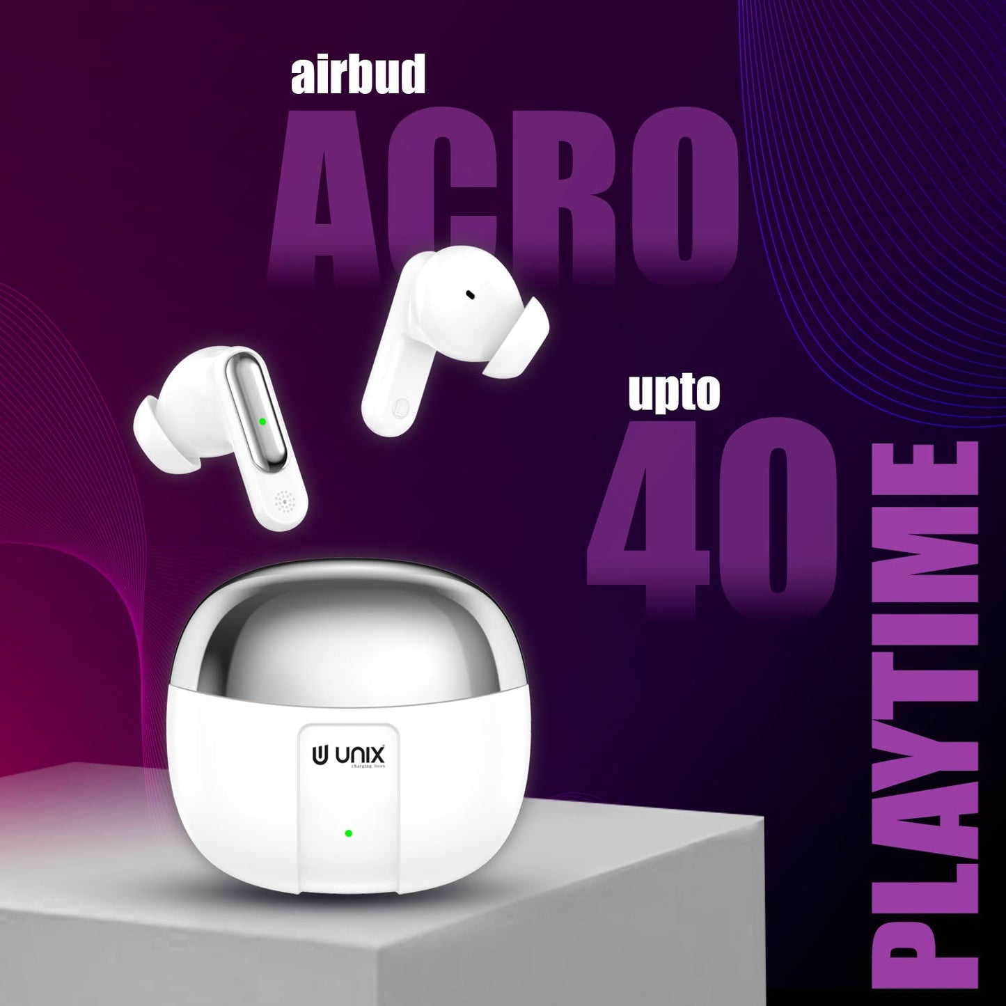 Unix UX-HP 20 Wireless Earbuds - Bluetooth 5.3, 40H Playtime, Fast Charging - Unixindia.