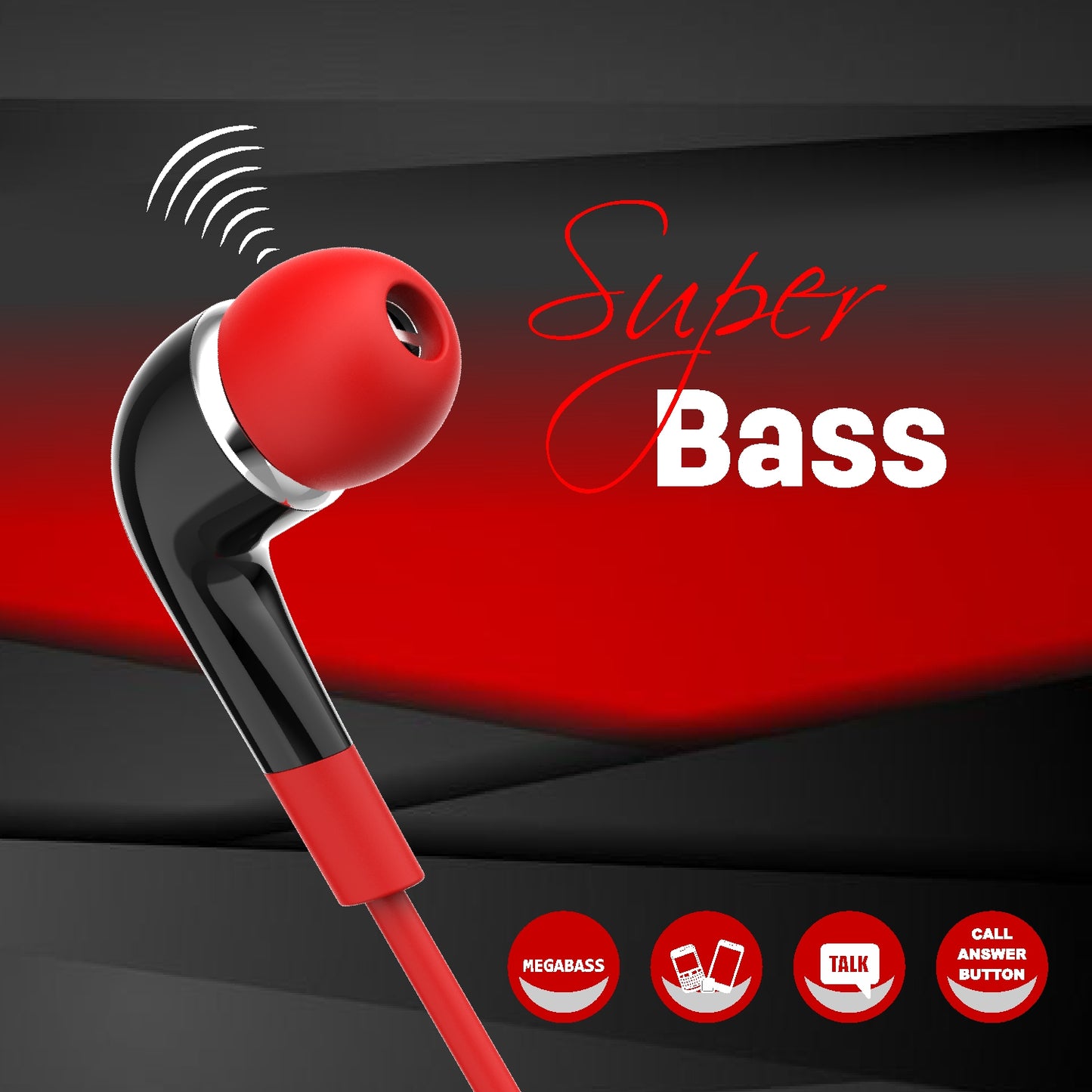 UNIX R55 Wired Earphones Hi-Fi Stereo Sound with Super Bass & In-Line Mic