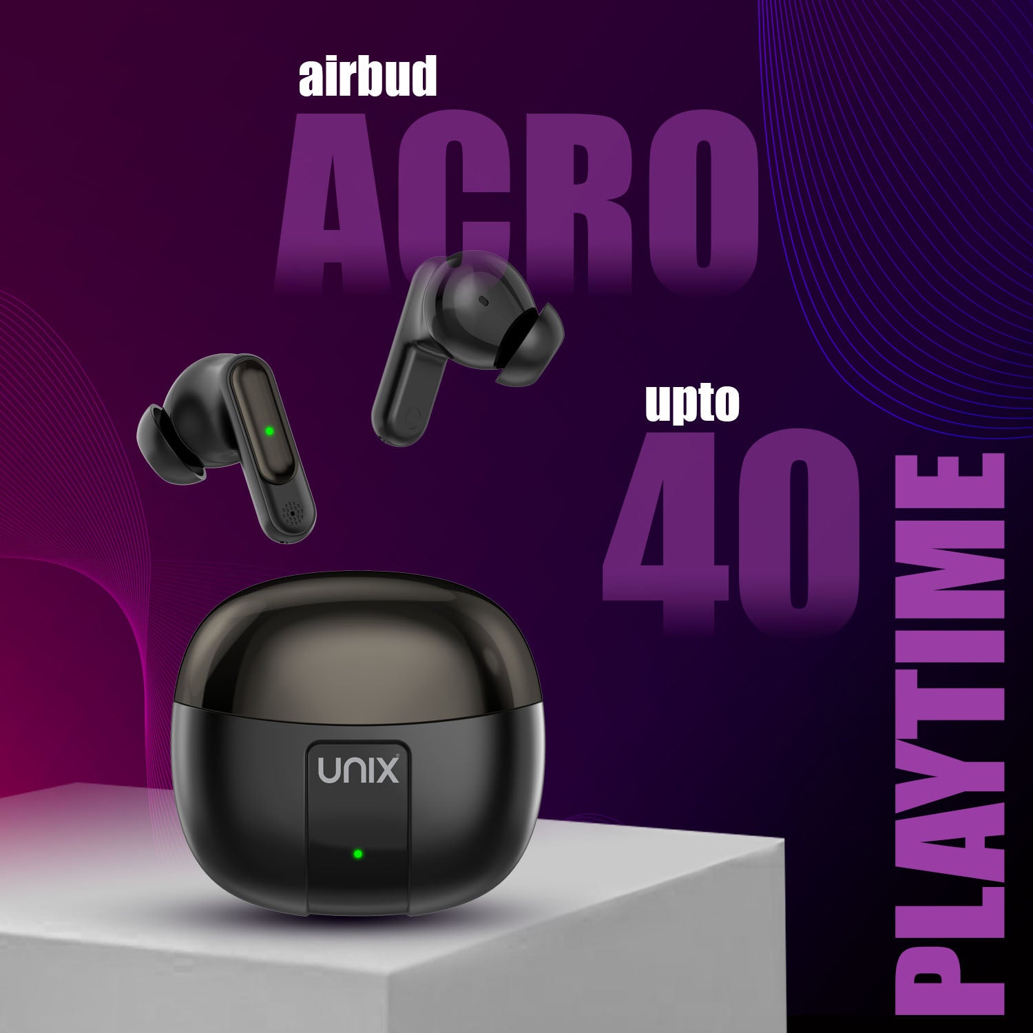 Unix UX-HP 20 Wireless Earbuds - Bluetooth 5.3, 40H Playtime, Fast Charging