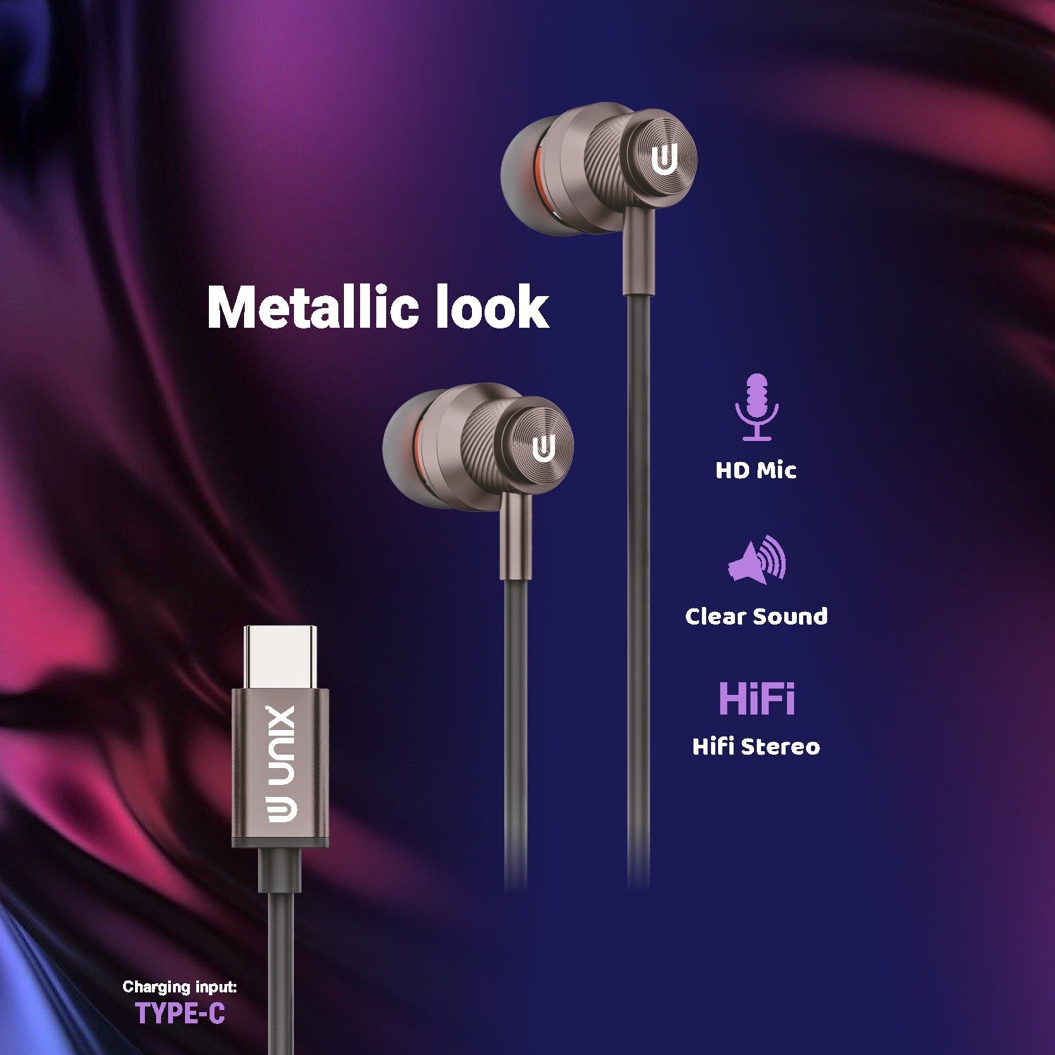 Unix Harmony Type-C Wired Earphones - Superb Sound and Comfort in Harmony