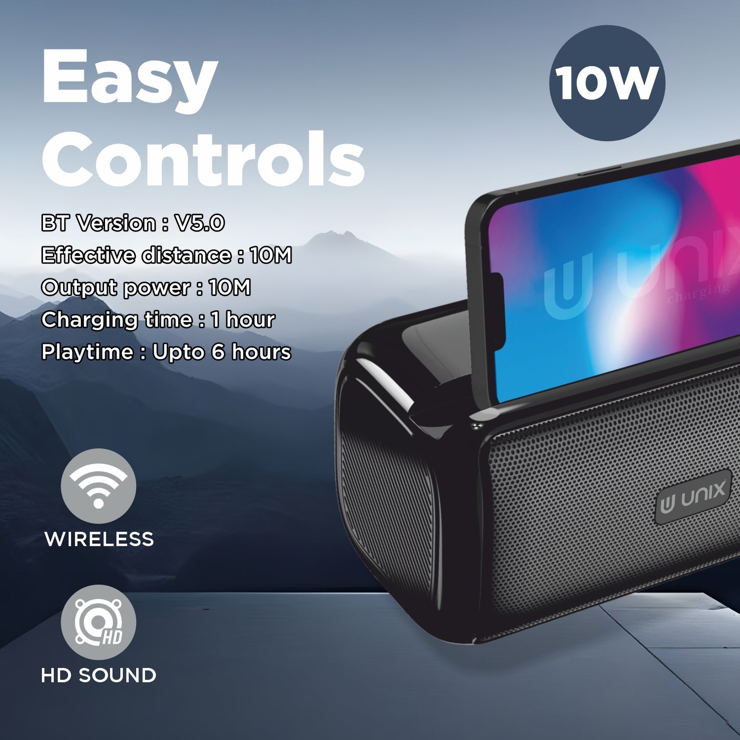 Unix WaveBox 10W Portable Wireless Speaker