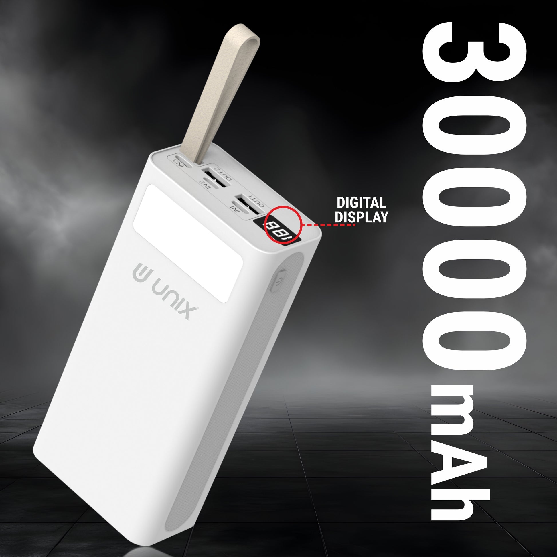 30000 mAh High-Capacity Battery äóñ Reliable power backup for multiple device charges.