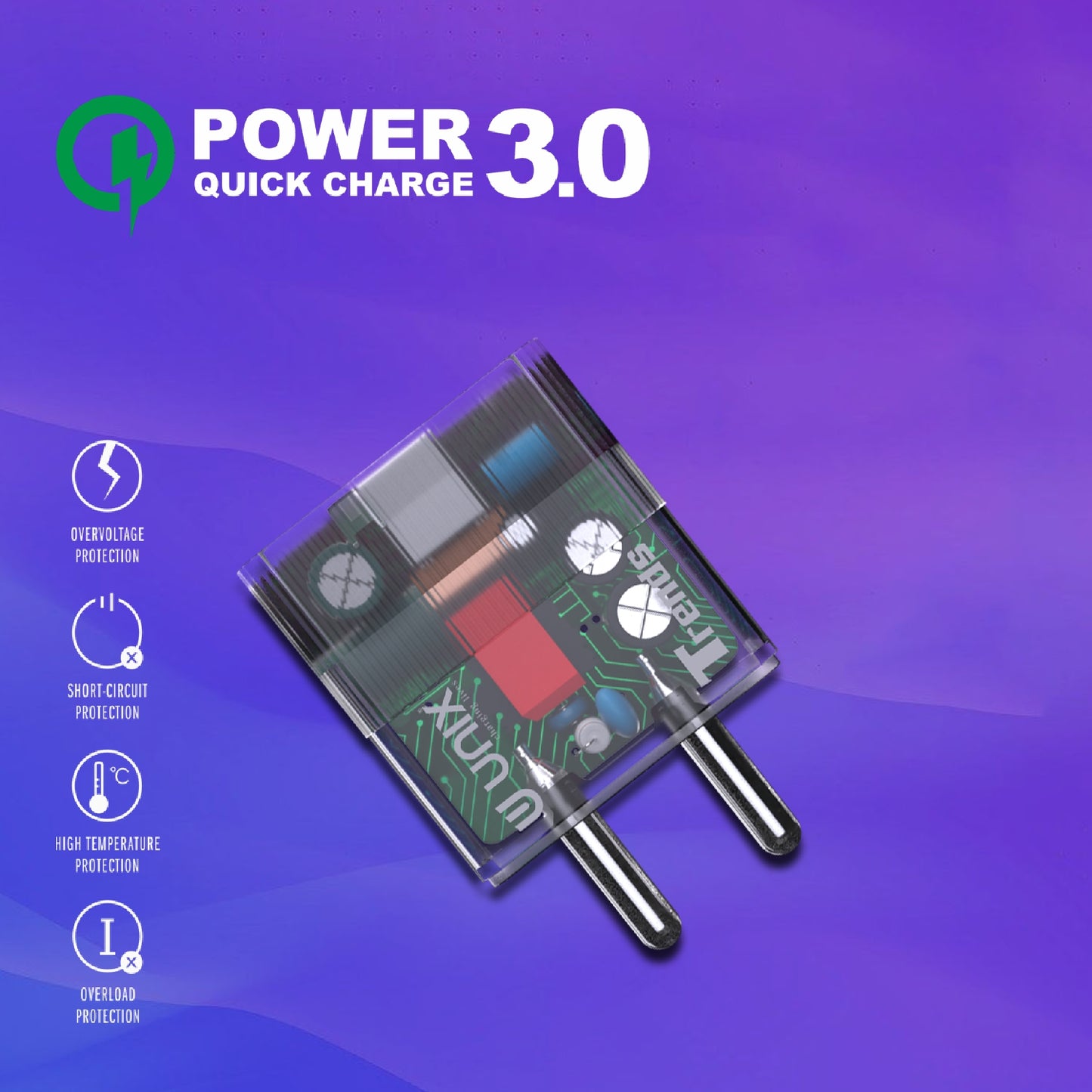 UNIX UX-111 Pro 30W Fast Charger  All-in-One Quick Charge Dock front side 